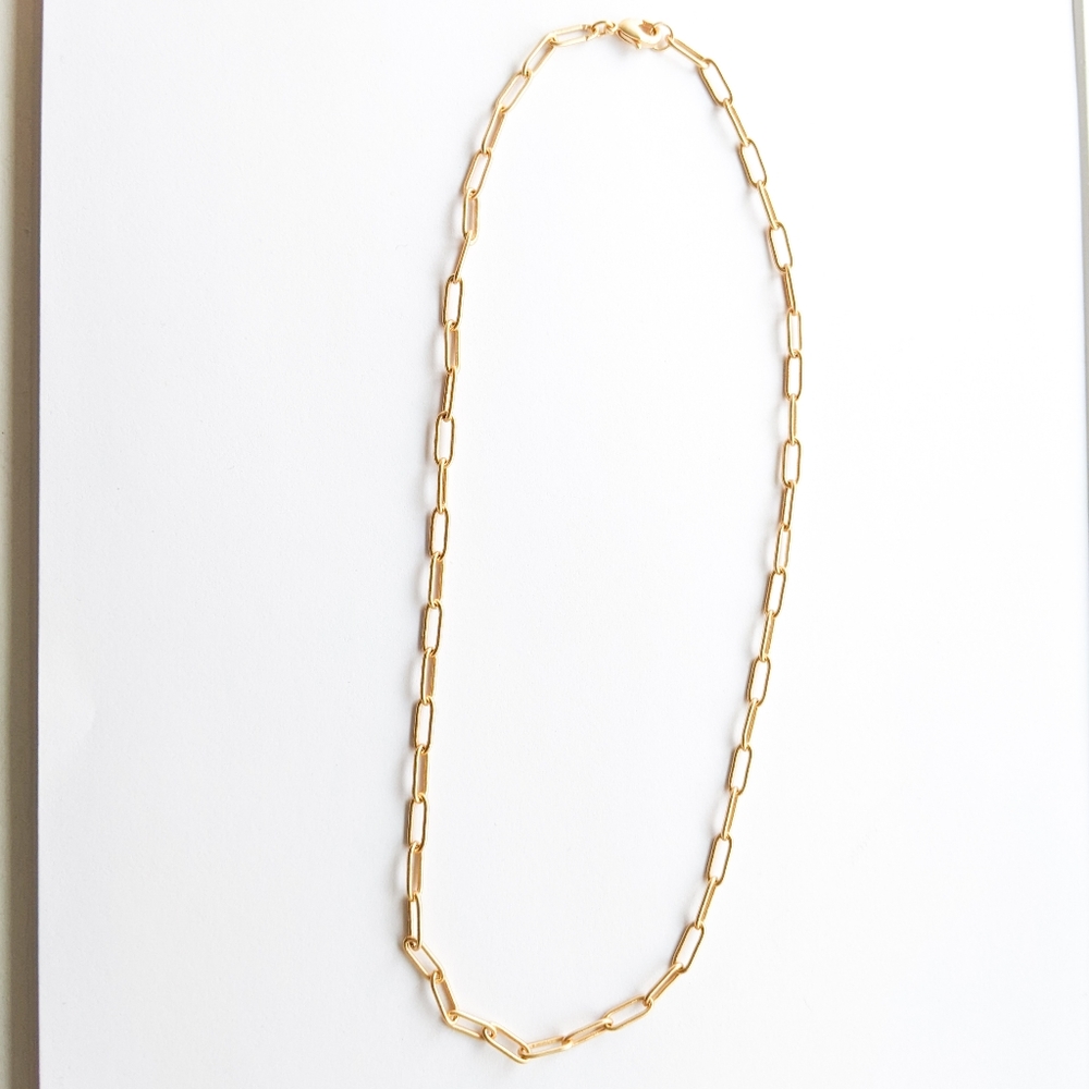 Minimalist Paperclip Chain Matte Gold-Plated Necklace